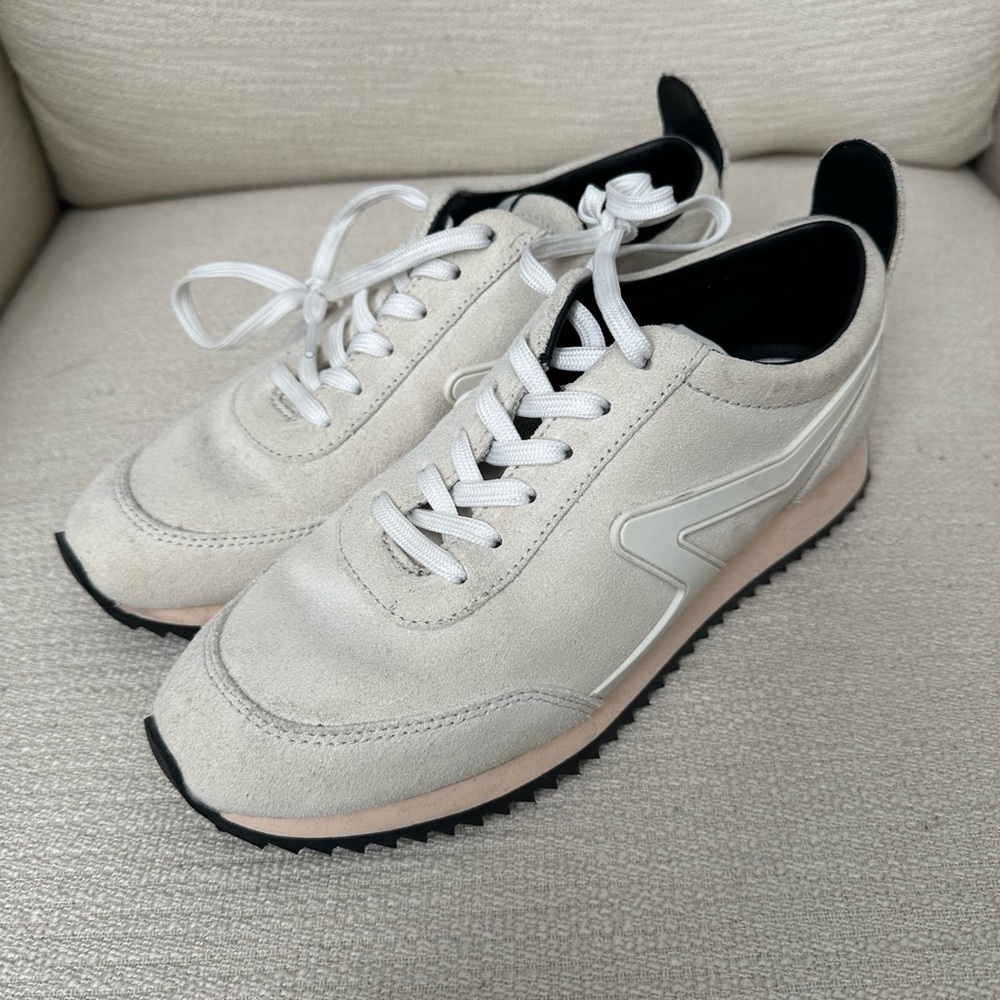 Rag and Bone Retro Runner White and Black Suede Sneakers